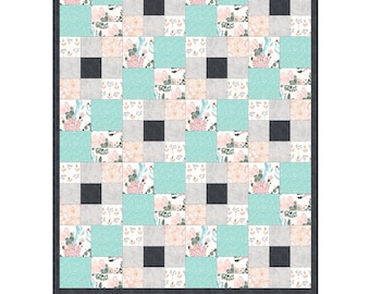 Easy Baby Quilt Pattern: 4 Patch & 9 Patch Blocks size 38” x 47”