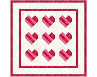 Hearts Quilt Pattern, Valentines Day, Paper Piece Block (PDF Pattern)