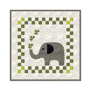 PDF Baby Quilt Pattern Elephant, Crib Size 44&quot; Square, Full Size Applique Elephant, Templates Included by Donna Westerkamp