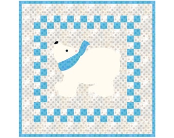 Babyquiltpatroon ijsbeerapplicatie: Nora Design (pdf-download, 44 1/2" vierkant)