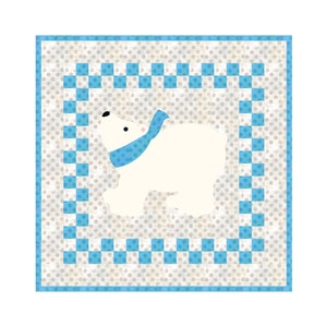 Bear Baby Quilt Pattern PDF with animal polar bear "Nora"  applique' Size 44-1/2" by Donna Westerkamp