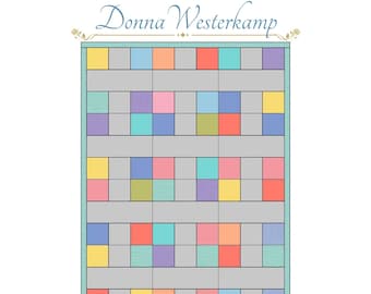 Quilt pattern 4 patch block Beginner PDF Download 38” x 50”