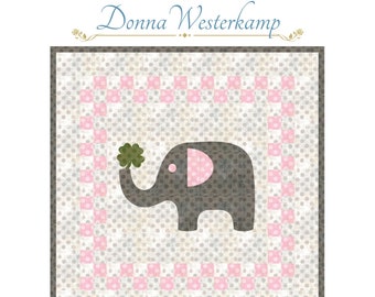 Quiltpatroon babyolifant: 44,5" vierkante muur kinderkamer (pdf-patroon)