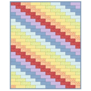 Pdf Quilt Pattern Baby Jelly Roll Friendly 2 1/2" Strips Stash Buster Size 42" x 52" DW1594 Bricks by Donna Westerkamp