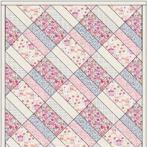 Quilt Pattern Pdf Jelly Roll Friendly Easy Quilt Pattern Diagonal Blocks Crib Size 36 x 47 image 1