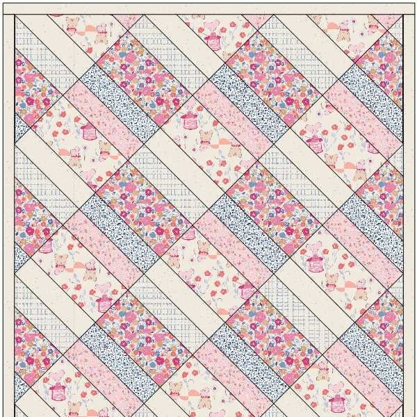 Quilt Anleitung Pdf Jelly Roll freundlich einfach Quilt Muster Diagonale Blöcke Krippe Größe 36 "x 47"