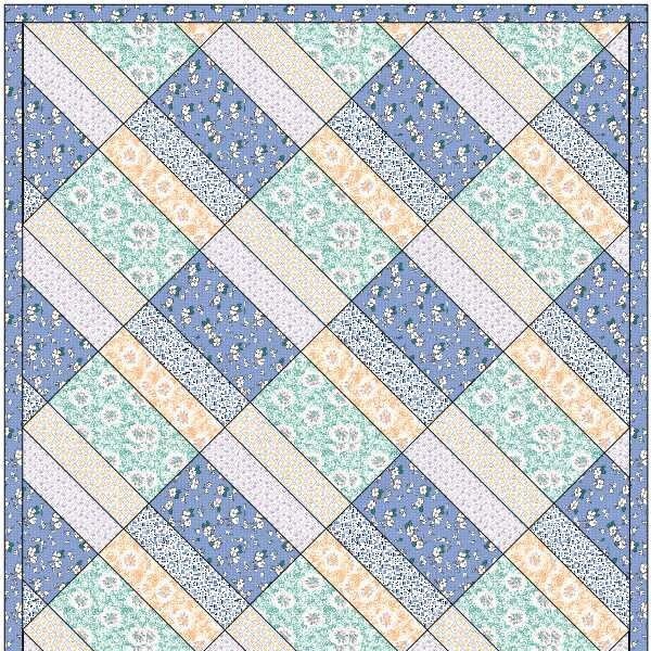 Jelly Roll friendly Quilt Pattern PDF Easy Baby Pattern, "Delightful Blue" Crib size, Modern baby quilt pattern.