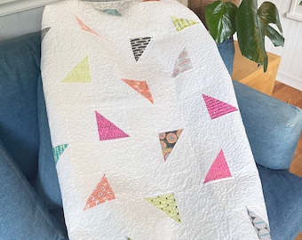 Colorful Triangles Baby Quilt Pattern: Modern Geometric Design (48" Square, PDF Pattern)