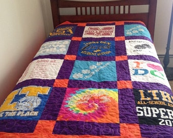 T-Shirt Memory Quilt Pattern: Twin Size DIY (PDF Pattern) Big blocks with sashing.