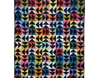 Flying Geese Quilt Pattern Solic Charm Packs Used. Size 50.5" x 60.5" Modern Quilt download pdf.