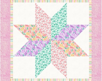 LeMoyne-sterquiltpatroon, babybed beddengoed pdf-download (vierkant 38 inch)