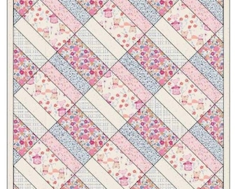 Baby Quilt Pattern: Diagonal Block Design (PDF Pattern) 36x47" Donna Westerkamp