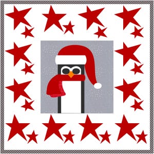 PDF Penguin Appliqué Baby Quilt Pattern, Christmas Animal Wall Hanging, 42-inch Square, Full-Size Templates, DWQuiltPatterns DW1900.