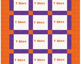 T-Shirt Memory Quilt Pattern: Twin Size DIY (PDF Pattern) Big blocks with sashing.
