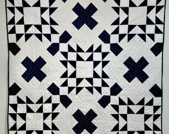 PDF Black and White Modern Quilt Pattern DIY decor gift, size 54 1/2" square