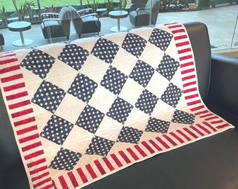 Americana Baby Quilt Pattern: Red, White, and Blue Blocks (PDF Download, 37" x 49")