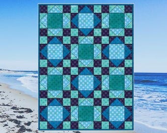 Baby quilt pattern, King's Crown Block design, crib-sized at 37" x 49", available as a PDF download.