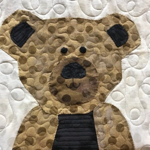 DIY Digital Download Gift, PDF Simple Baby Bear Applique' Quilt Pattern, Wall Hanging Size 46-inch Square, Full Size Templates Included image 4