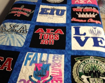 T-shirt quilt pattern, 12" blocks, Memory Quilt for High School or College, size: twin 70" x 84", Easy directions. pdf download
