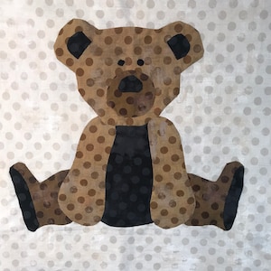DIY Digital Download Gift, PDF Simple Baby Bear Applique' Quilt Pattern, Wall Hanging Size 46-inch Square, Full Size Templates Included image 3