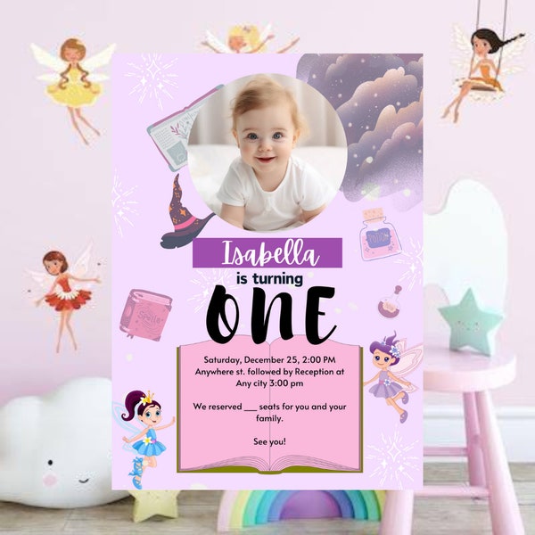 Fairytale Themed | Invitation Card | Fairy theme card | Fairy Inspired | Birthday Card | Editable Fairy Birthday Invitation | 1st Birthday