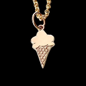 Gold Ice Cream Cone Charm, 10K yellow gold charm image 1