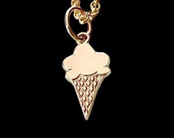 Gold Ice Cream Cone Charm, 10K yellow gold charm