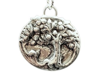 Tree of Life Pendant in Sterling Silver, fruit tree, apple tree, art nouveau