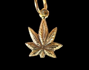 Pot Leaf Charm, 14K Gold , solid gold