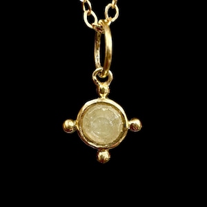 18K Gold Rose Cut Diamond Charm Pendant: Handmade Dainty Jewelry