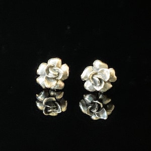 Rose Stud Earrings in Silver