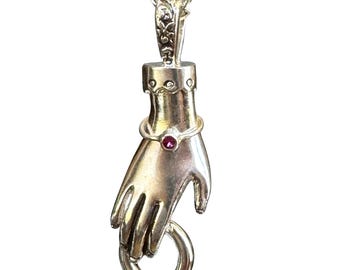 Charm Holder Hand Pendant, sterling silver, charm collection, Ruby bangle