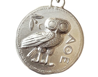 Silver Athenian Owl pendant, ancient greek coin