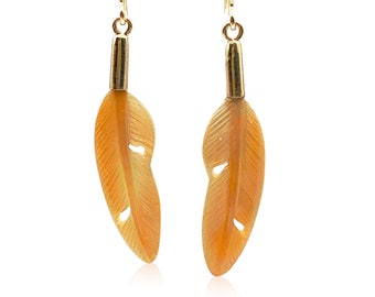 14K Gold Mother of Pearl Feathers