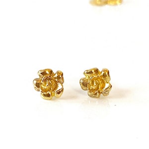 18K gold Rose Stud Earring, solid gold