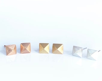 Pyramid Studs in 14K Gold or Silver