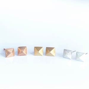 Pyramid Studs in 14K Gold or Silver