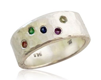 Birthstones Ring:  YOU CHOOSE STONES, multi gemstone ring in sterling silver, mother's  ring, custom birthstone ring