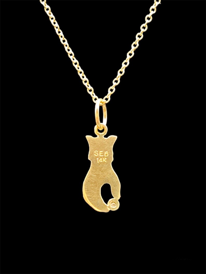 14K Gold Hand Charm with Diamond, Victorian Hand, gold charm image 5