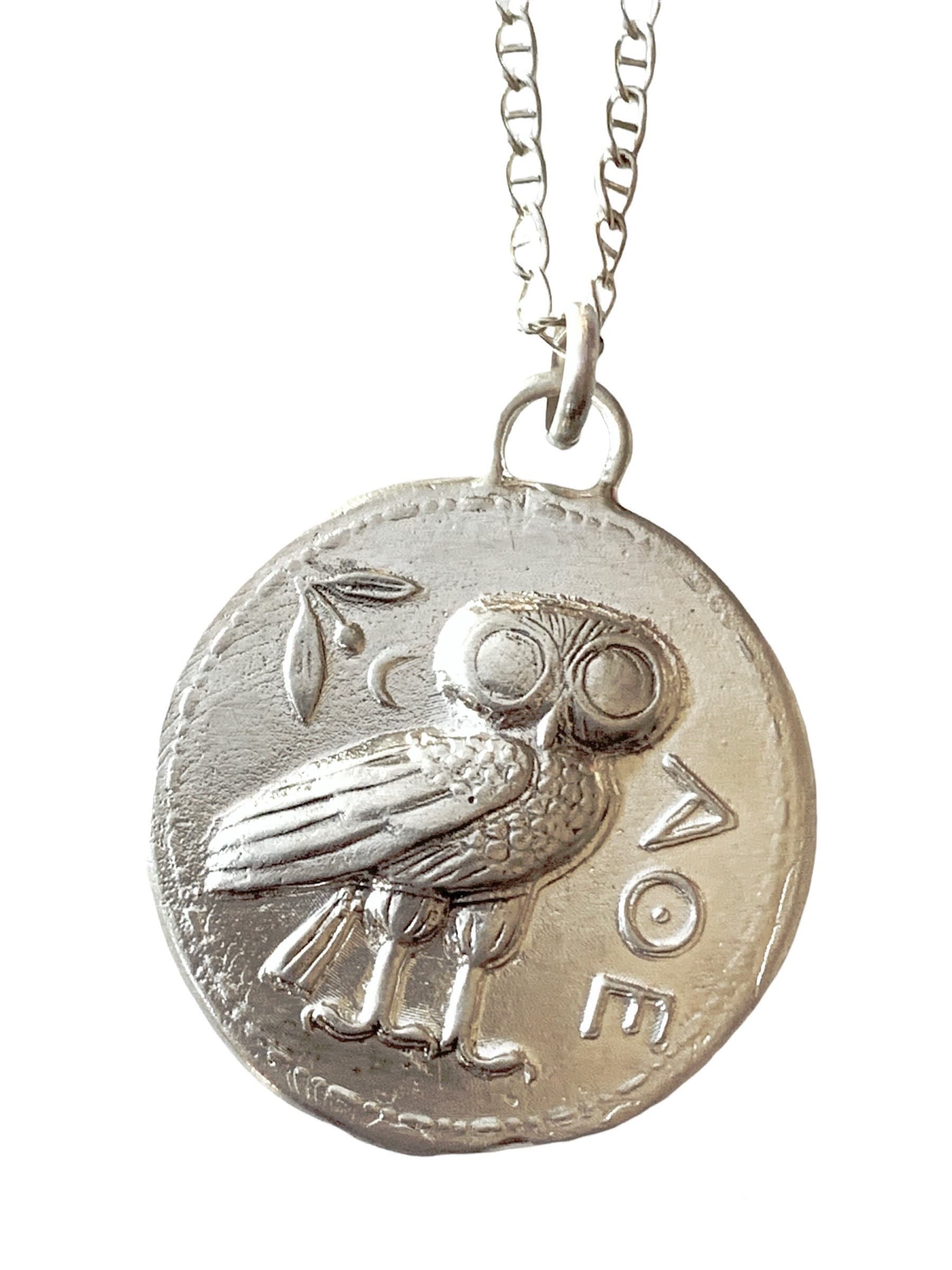 Silver Athenian Owl pendant, ancient greek coin