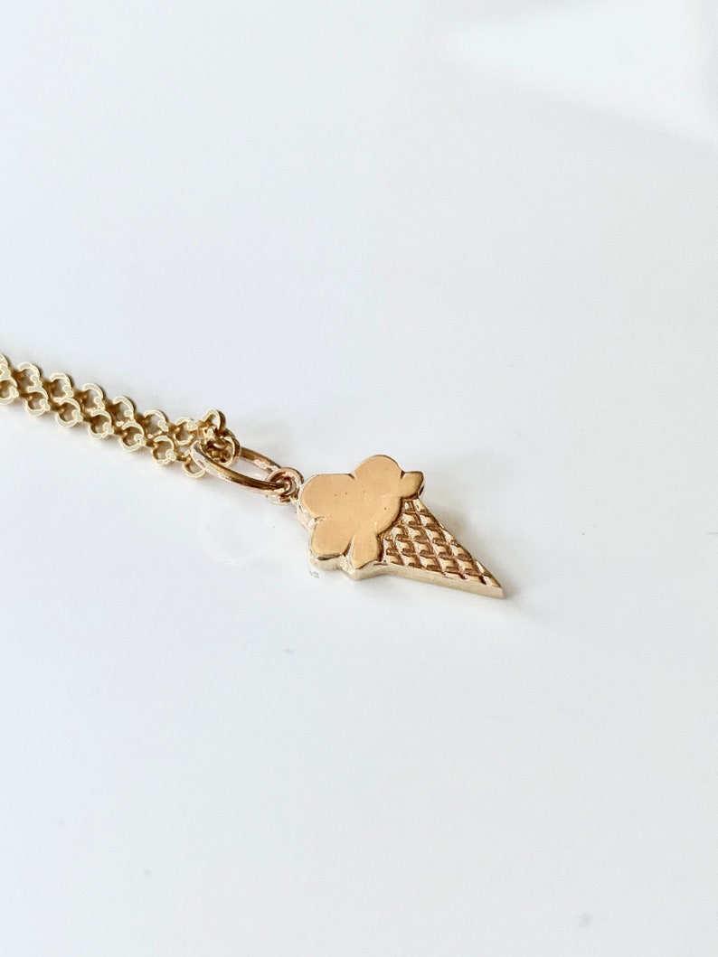 Gold Ice Cream Cone Charm, 10K yellow gold charm image 2