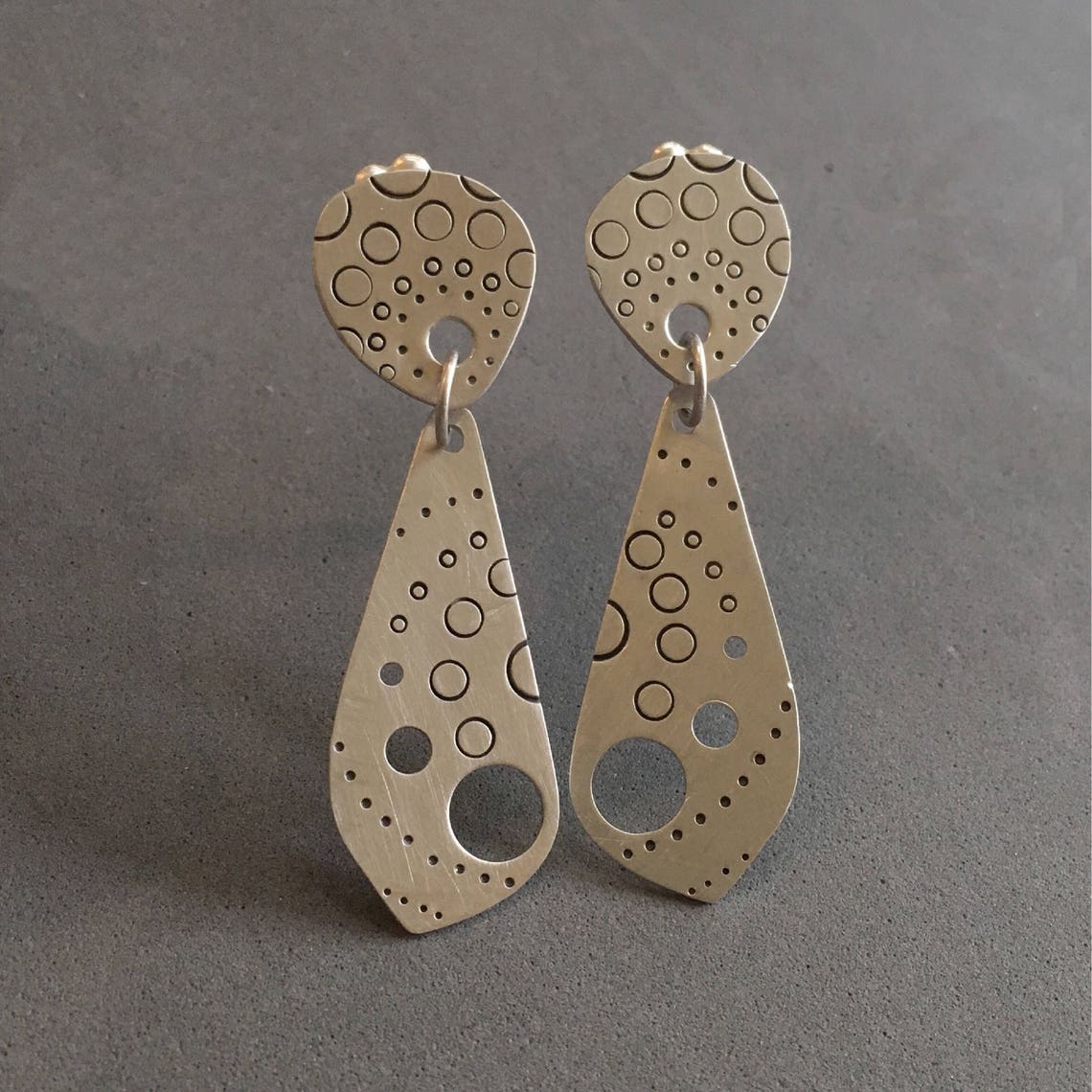 Mid Century Modern Stamped Earrings in Sterling Silver Stud Etsy