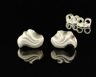 Acanthus Leaf in Silver,  stud earrings, tiny studs, filigree, scroll, ornament