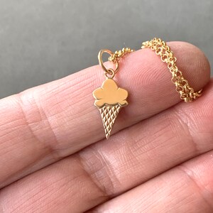 Gold Ice Cream Cone Charm, 10K yellow gold charm image 3