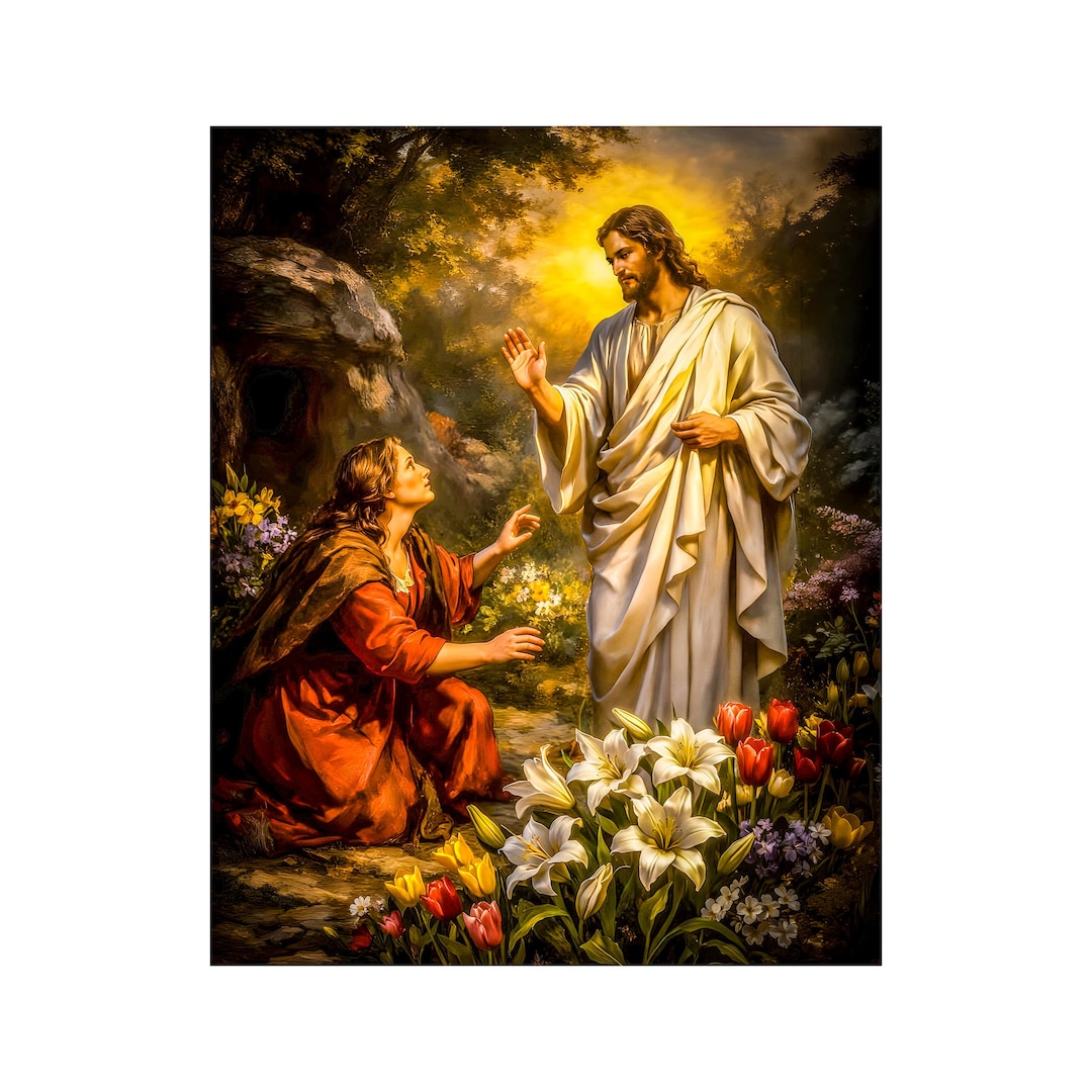 Resurrection Jesus Mary Magdalene Easter Lily Garden Baroque Art Print ...