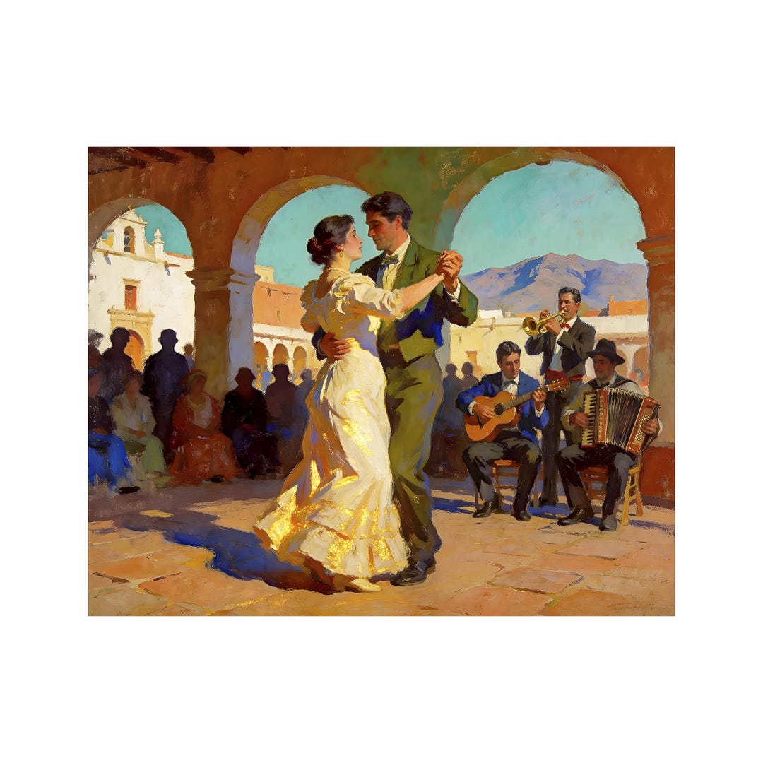 Mexican Plaza Dance Art Print - Romantic Impressionist Wall Decor - Etsy