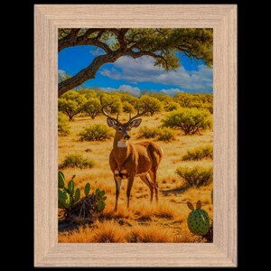Serene South Texas Whitetail Deer Landschaftsposter - Rustikale gerahmte Kunst für Naturliebhaber & Jäger