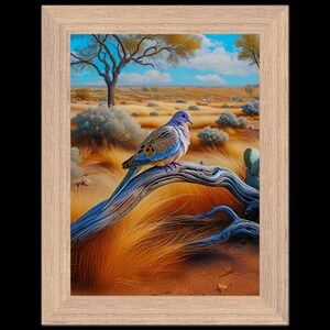 Gerahmtes Poster Taube aus Südtexas: Bunte Wildtier-Kunst für Naturliebhaber