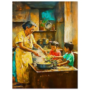 Abuela's Kitchen: cucina di famiglia ispanica, stampa artistica giclée Heritage - decorazione murale nostalgica