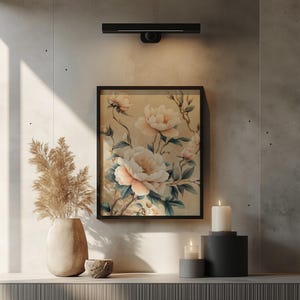 Cream Blush Blooms - Romantic Peony Wall Art, Japandi Floral Painting, Soft Neutral Flower Print, Vintage Botanical Decor 28